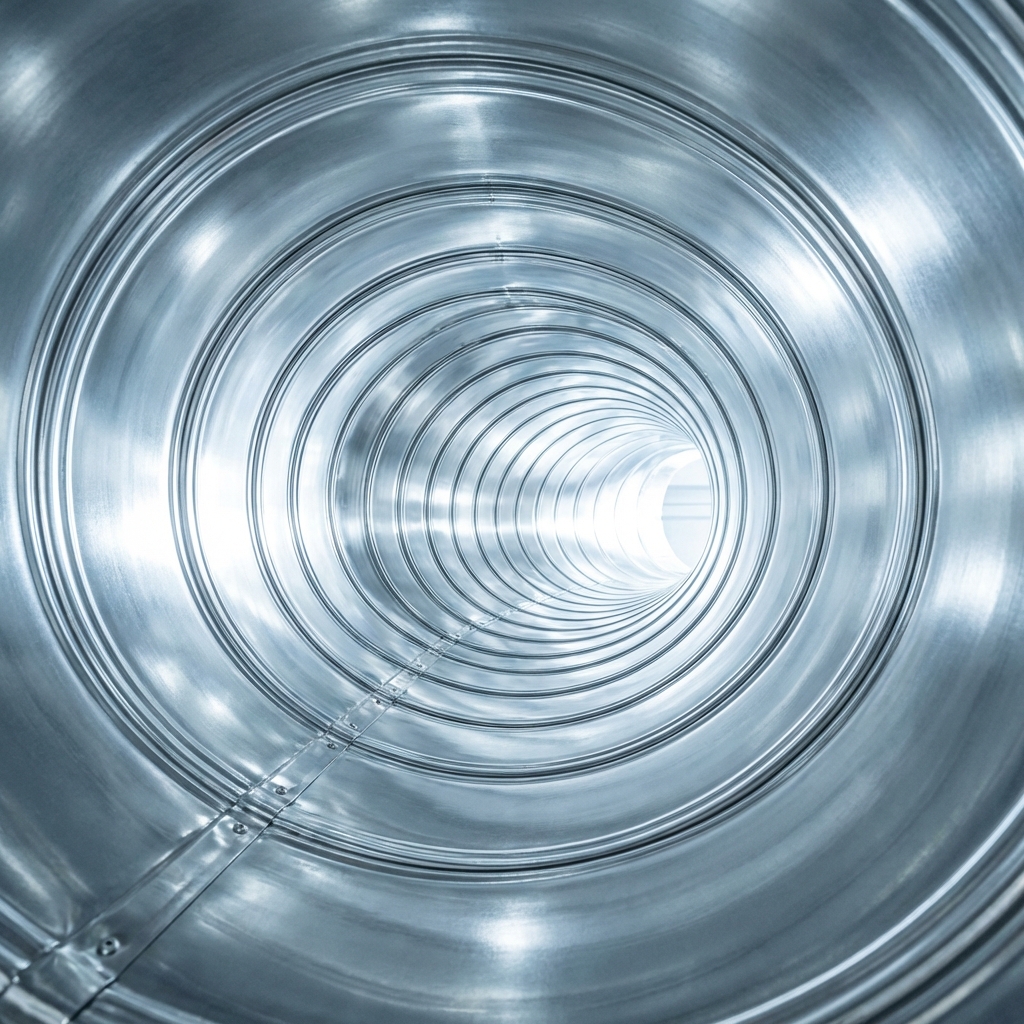 Clean metal air duct interior