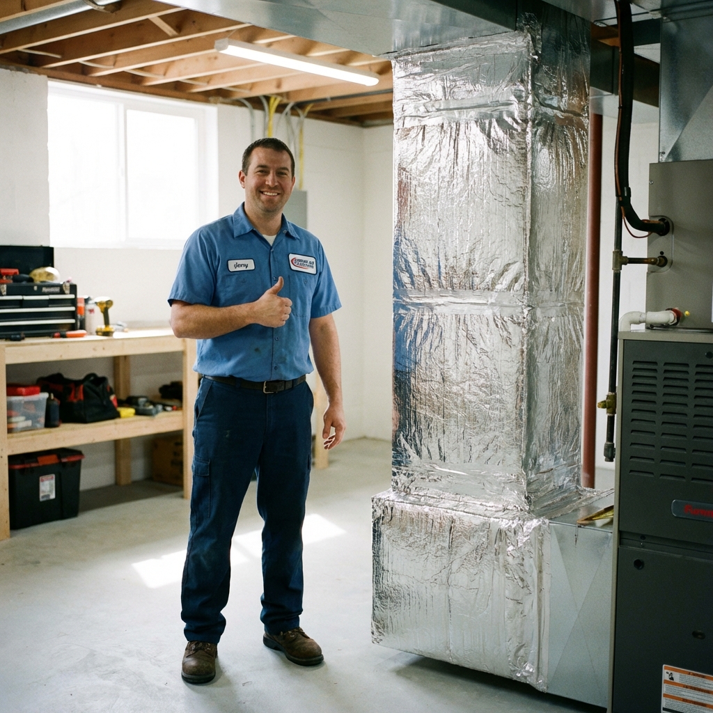 Technician giving thumbs up after repair