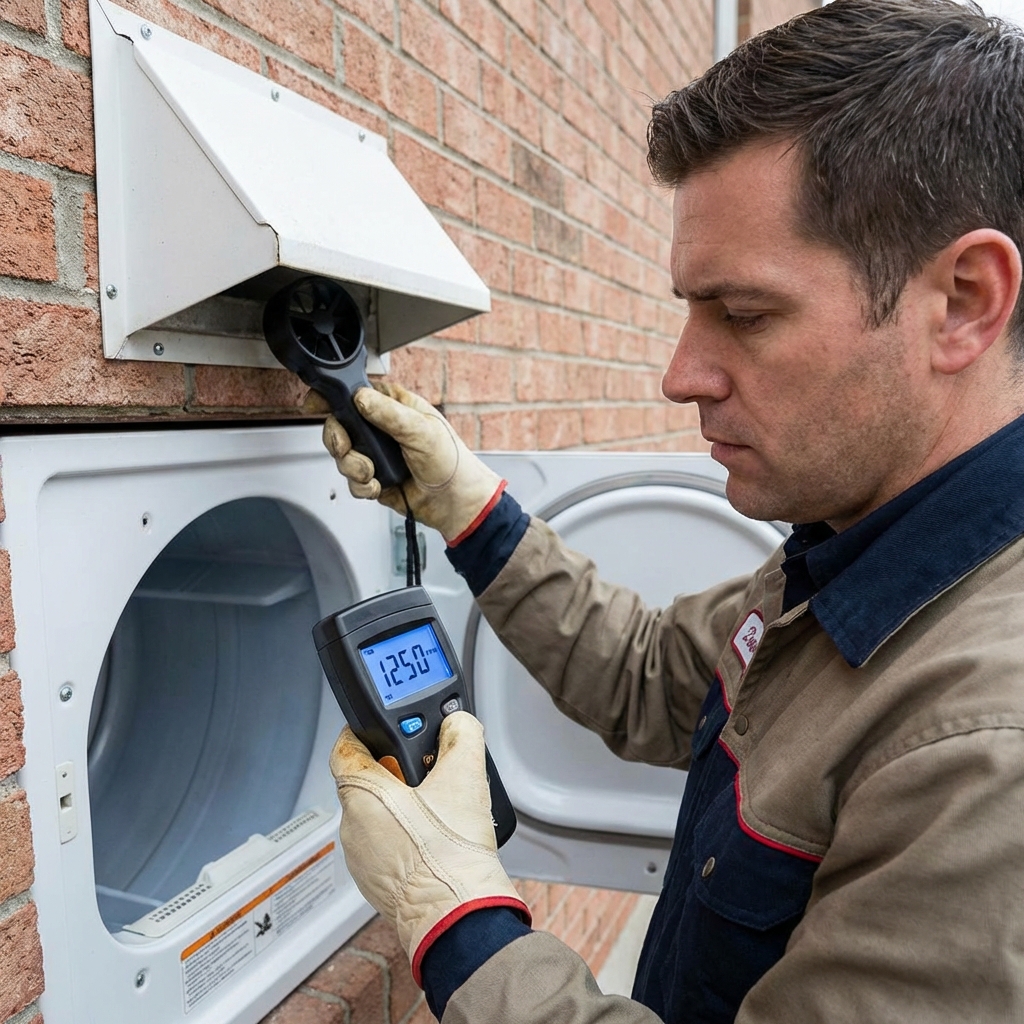 Technician testing airflow